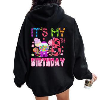 Its My 8Th Birthday Candy Candyland Birthday Girl 8 Year Old Women Oversized Hoodie Back Print - Seseable