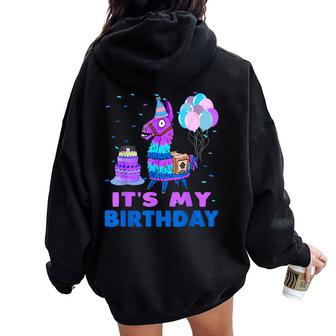 It's My Birthday For Llama Party Women Oversized Hoodie Back Print | Mazezy CA