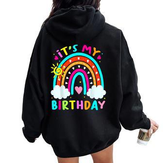 It's My Birthday Rainbow Birthday Ns Girls Women Oversized Hoodie Back Print - Seseable