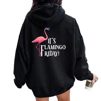 It’S Flamingo Friday Birds Wearing Glasses Bird Lover Women Oversized Hoodie Back Print - Monsterry AU