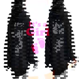 It's A Girl Baby Shower Gender Reveal Party Team Girl Women Oversized Hoodie Back Print - Thegiftio UK