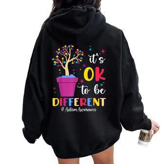 It's Ok To Be Different Plant Pot Autism Awareness Women Oversized Hoodie Back Print - Monsterry AU