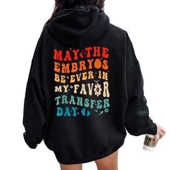 Ivf Retrieval Dad Transfer Day For Couple Groovy Women Oversized Hoodie Back Print - Monsterry DE