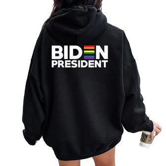 Joe Biden For President Lgbt Gay Pride Rainbow Women Oversized Hoodie Back Print - Monsterry CA