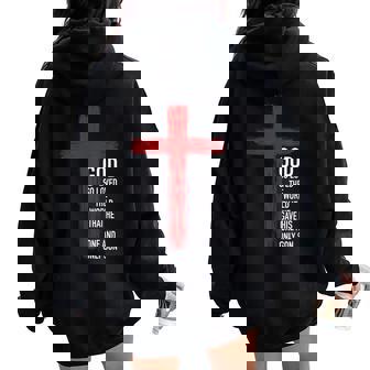 John 316 Christian Cross Bible Women Oversized Hoodie Back Print - Seseable