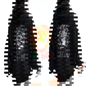 Junenth African American Black Lion 1865 King Women Oversized Hoodie Back Print - Seseable