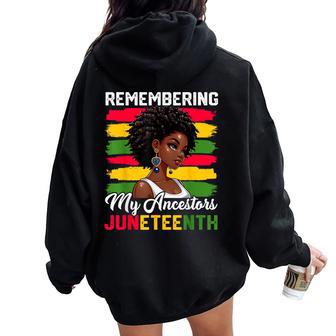Junenth African American Girl Black Freedom Women Oversized Hoodie Back Print - Thegiftio UK