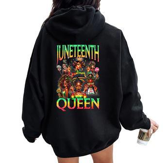 Junenth Black Queen Afro African American Women Oversized Hoodie Back Print - Monsterry AU