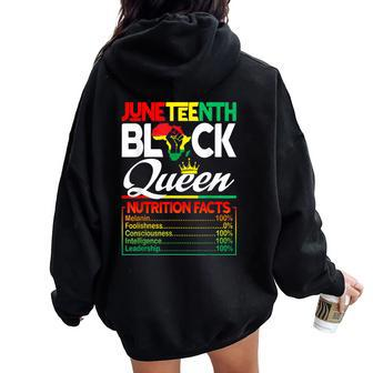Junenth Black Queen Nutritional Facts Freedom Day Women Oversized Hoodie Back Print - Monsterry CA