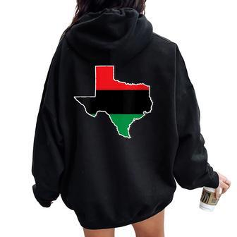 Junenth Pan African Flag Texas Freedom Day Women Oversized Hoodie Back Print - Monsterry DE