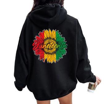 Junenth Sunflower African American Junenth Women Oversized Hoodie Back Print - Monsterry UK