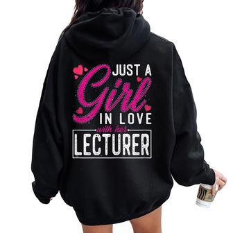 Just A Girl In Love With Her Lecturer Women Oversized Hoodie Back Print - Monsterry CA