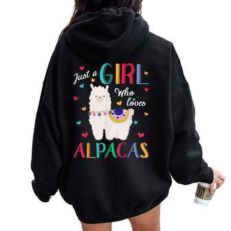 Just A Girl Who Loves Alpacas Alpaca Women Oversized Hoodie Back Print - Thegiftio UK