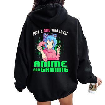 Just A Girl Who Loves Anime And Gaming Gamer Girl Women Oversized Hoodie Back Print - Thegiftio UK