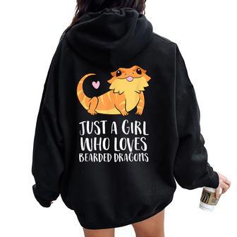 Just A Girl Who Loves Bearded Dragons Lizard Reptile Women Oversized Hoodie Back Print - Thegiftio UK