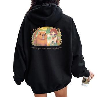 Just A Girl Who Loves Capybaras Women Oversized Hoodie Back Print - Monsterry