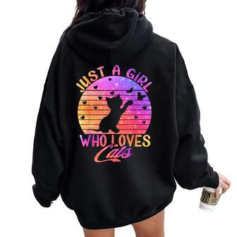 Just A Girl Who Loves Cats Women Oversized Hoodie Back Print | Mazezy