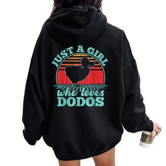 Just A Girl Who Loves Dodos Vintage 80S Style Women Women Oversized Hoodie Back Print - Monsterry DE