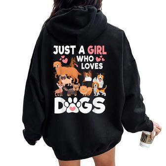 Just A Girl Who Loves Dogs Cute Dog Lover Women Oversized Hoodie Back Print - Seseable