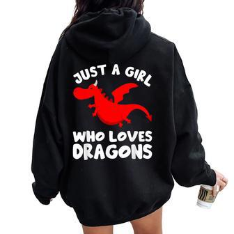 Just A Girl Who Loves Dragons Welsh Dragon From Wales Women Oversized Hoodie Back Print - Thegiftio UK