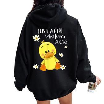 Just A Girl Who Loves Ducks Cute Duck Lover Owner Women Oversized Hoodie Back Print - Seseable