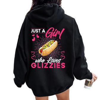 Just A Girl That Loves Glizzies Big Glizzy Gobbler Women Oversized Hoodie Back Print - Seseable