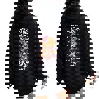 Just A Girl Who Loves Highland Cows Scottish Highland Cow Women Oversized Hoodie Back Print - Thegiftio