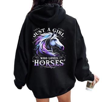 Just A Girl Who Loves Horses Horse With Saying Women Oversized Hoodie Back Print - Thegiftio UK