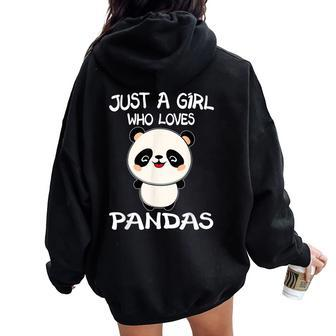 Just A Girl Who Loves Pandas Cute Panda Women Oversized Hoodie Back Print - Thegiftio UK