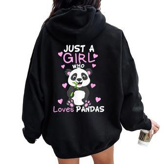 Just A Girl Who Loves Pandas Fun Cute Baby Panda Lover Women Oversized Hoodie Back Print - Monsterry