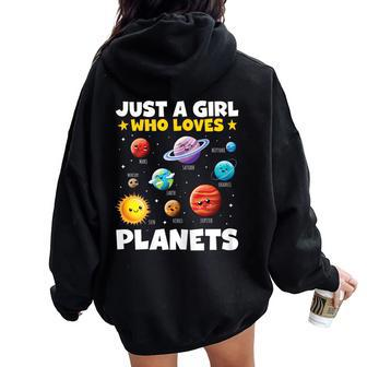 Just A Girl Who Loves Planets Solar Space Science Lover Stem Women Oversized Hoodie Back Print - Seseable