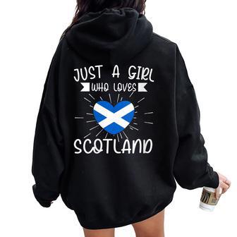 Just A Girl Who Loves Scotland Scottish Women Oversized Hoodie Back Print - Thegiftio UK