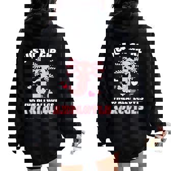 Just A Girl Who Really Loves Axolotls Pink Axolotl Kawaii Women Oversized Hoodie Back Print - Thegiftio