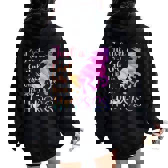 Just A Girls Horse Riding For Girls Who Love Horses Tie Dye Women Oversized Hoodie Back Print - Thegiftio