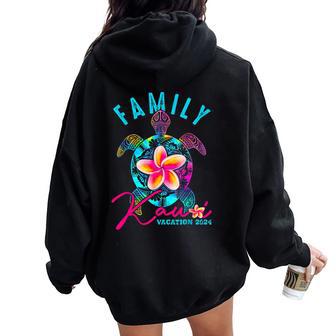 Kauai Hawaii 2024 Tie Dye Sea Turtle Theme Family Vacation Women Oversized Hoodie Back Print - Monsterry CA