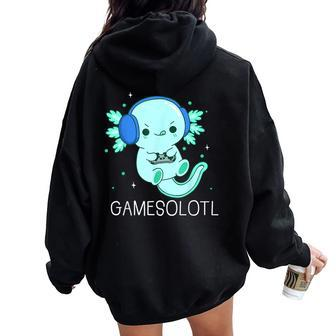 Kawaii Gamesolotl Axolotl Gamer Anime Boys Girls Women Oversized Hoodie Back Print | Mazezy