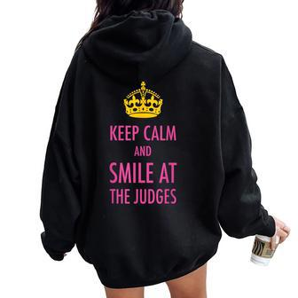 Keep Calm And Smile At The Judges Pink Pageant Mom Women Oversized Hoodie Back Print - Monsterry AU