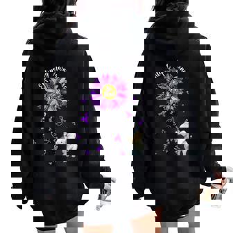 Be Kind Elephant Purple Sunflower Epilepsy Awareness Women Oversized Hoodie Back Print | Mazezy