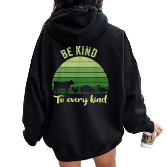 Be Kind To Every Kind T Vegan Vegetarian Retro Women Oversized Hoodie Back Print - Thegiftio UK