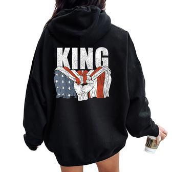 King Last Name Family Matching Retro American Flag Women Oversized Hoodie Back Print - Monsterry