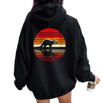 Kinkajou Sunset Retro Style Safari Vintage 70S Women Oversized Hoodie Back Print - Monsterry