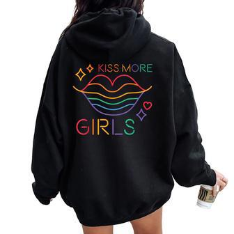 Kiss More Girls Lgbt Cute Lesbian Pride Month Women Oversized Hoodie Back Print - Monsterry AU