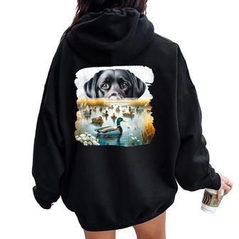 Labrador Retriever Dog Dogs Us Flag Duck Hunter Women Oversized Hoodie Back Print - Monsterry DE