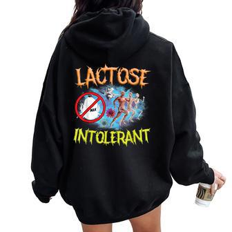 Lactose Intolerant Ironic Sarcastic Humor Cringe Meme Women Oversized Hoodie Back Print | Mazezy