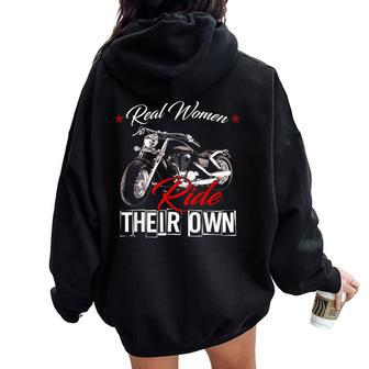 Lady Biker Motorcycle Real Ride Their Own Women Oversized Hoodie Back Print - Thegiftio UK