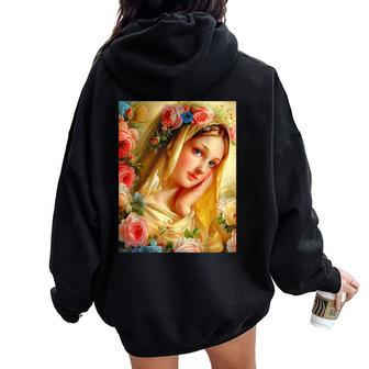 Our Lady Virgin Mary Holy Mary Mother Mary Vintage Women Oversized Hoodie Back Print - Monsterry AU