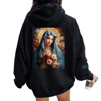 Our Lady Virgin Mary Holy Mary Holy Virgin Mother Mary Women Oversized Hoodie Back Print - Thegiftio UK