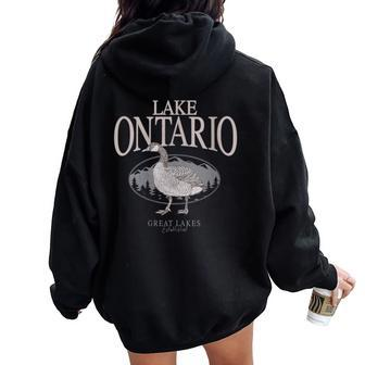Lake Ontario Vintage Women Oversized Hoodie Back Print - Monsterry