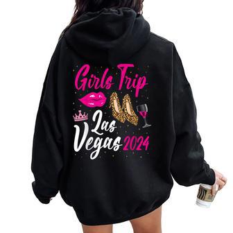 Las Vegas Girls Trip 2024 Leopard Bachelor Birthday Party Women Oversized Hoodie Back Print - Seseable