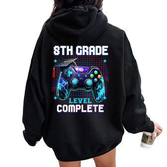 Last Day Of 8Th Grade Level Complete Graduation Him Boys Women Oversized Hoodie Back Print - Seseable